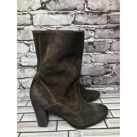 N.D.C. Made by Hand Brown Suede Leather Heel Ankle Boots Shoes Women Sz 39EU/8.5 - Picture 7 of 16
